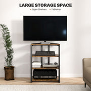 HiFi Storage Stand with Four Open Shelves Ideal for Media and Living Rooms, Rustic Brown