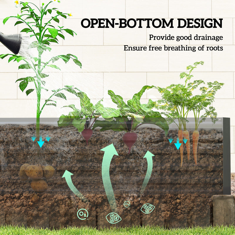 Large Raised Garden Bed With Reinforced Steel Frame For Vegetables And Flowers Black