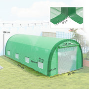 Large Polytunnel Greenhouse With Mesh Door Windows And Plant Labels For Garden Growing Green AOSOM