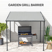 Wall Mounted Metal Pergola for Sheltered Outdoor Dining and Relaxing, Light Grey Outsunny