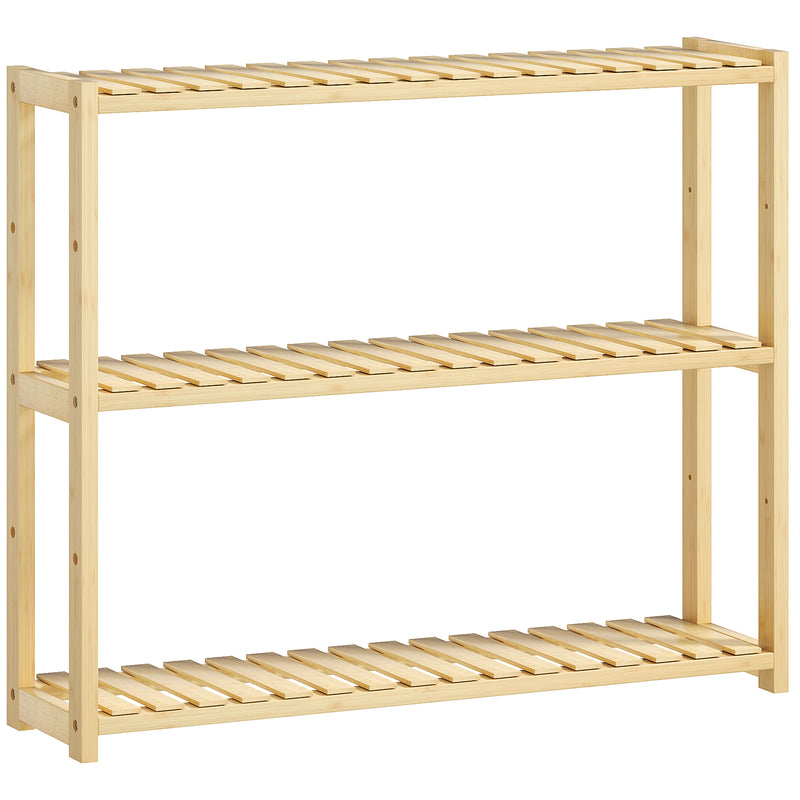 Three Tier Bamboo Bathroom Storage Rack Natural Finish by HOMCOM