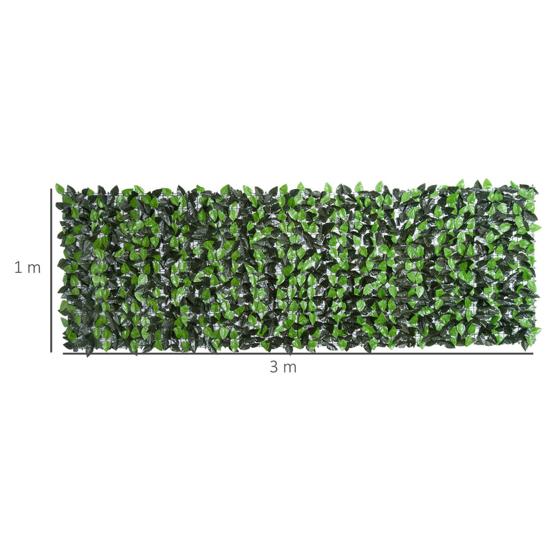 Artificial Leaf Privacy Fence Panel 3M x 1M for Garden or Balcony Decoration Green