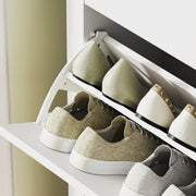 White Two Drawer Shoe Storage Cabinet with Modern Slim Design