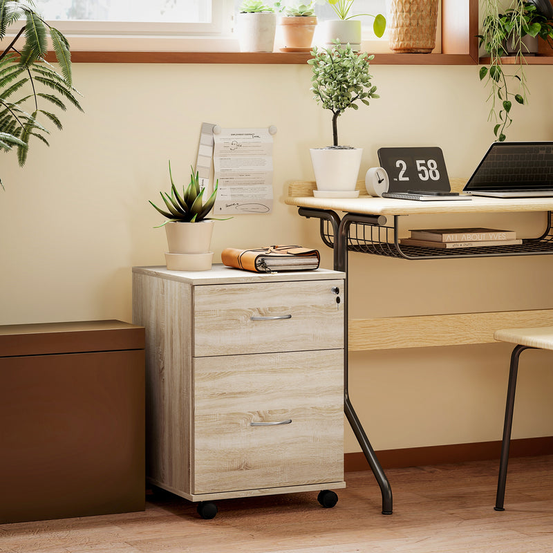Two Drawer Lockable Filing Cabinet Wood Effect for Home Office by HOMCOM