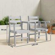 Garden Bench with Built In Table for Two Comfortable Outdoor Seating Grey Outsunny