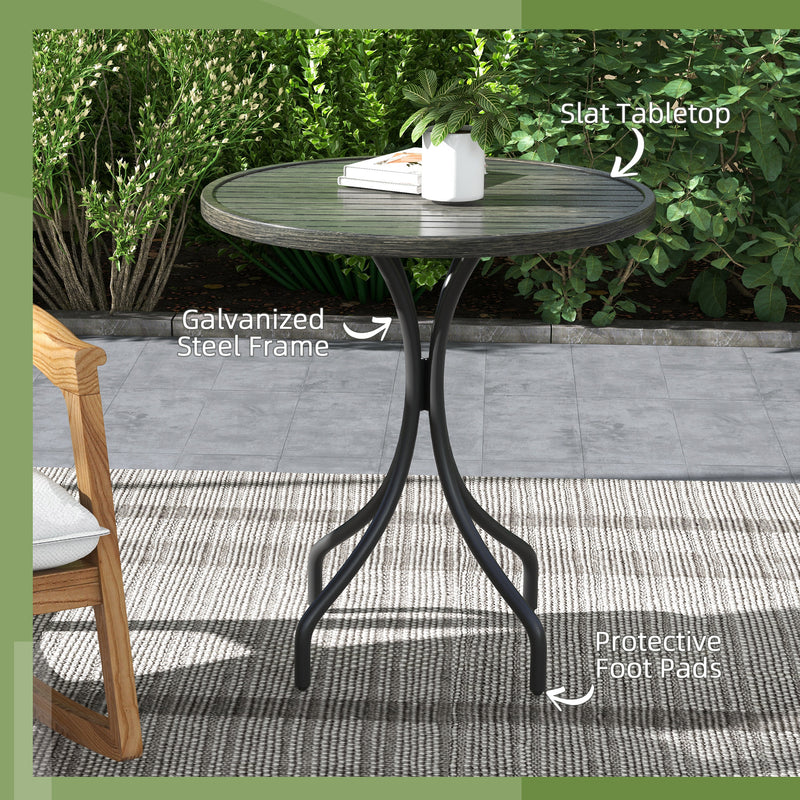 Grey 66cm Galvanised Steel Round Garden Table Weather Resistant by Outsunny