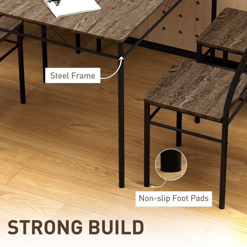 Modern 5 Piece Dining Table Set for 4 Space Saving Oak Kitchen Table with Steel Frame by HOMCOM