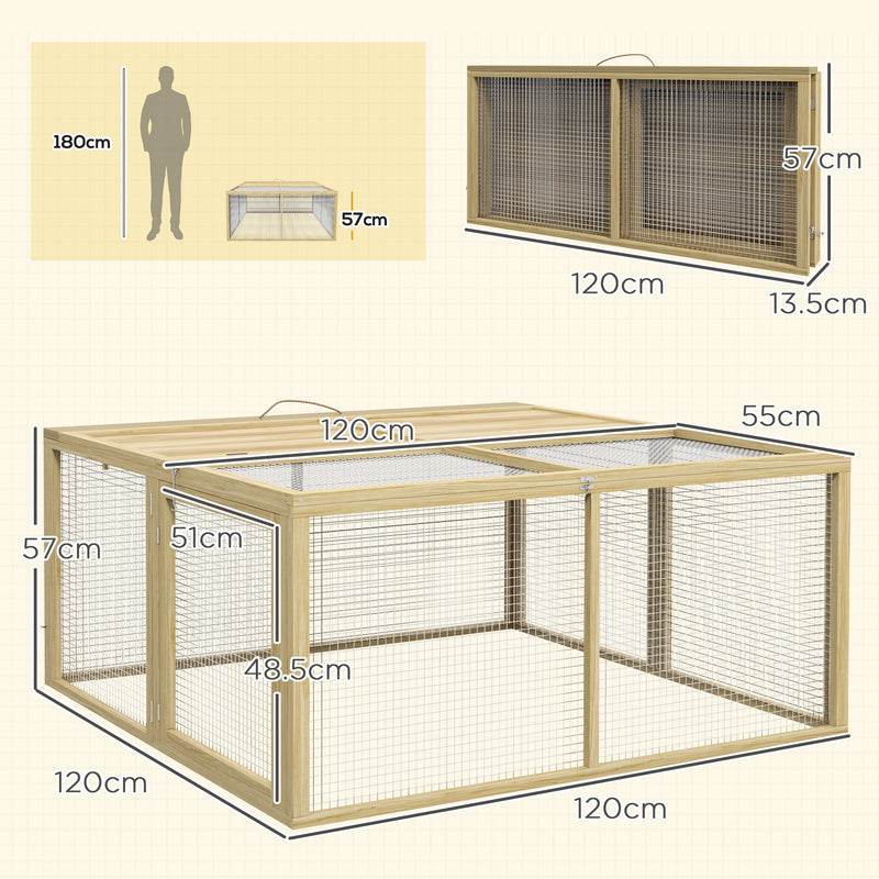 Large Wooden Rabbit Hutch for 2–3 Pets with Easy Access and Foldable Design Natural Wood