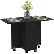 Black 6 Seater Drop Leaf Dining Table With Storage by HOMCOM