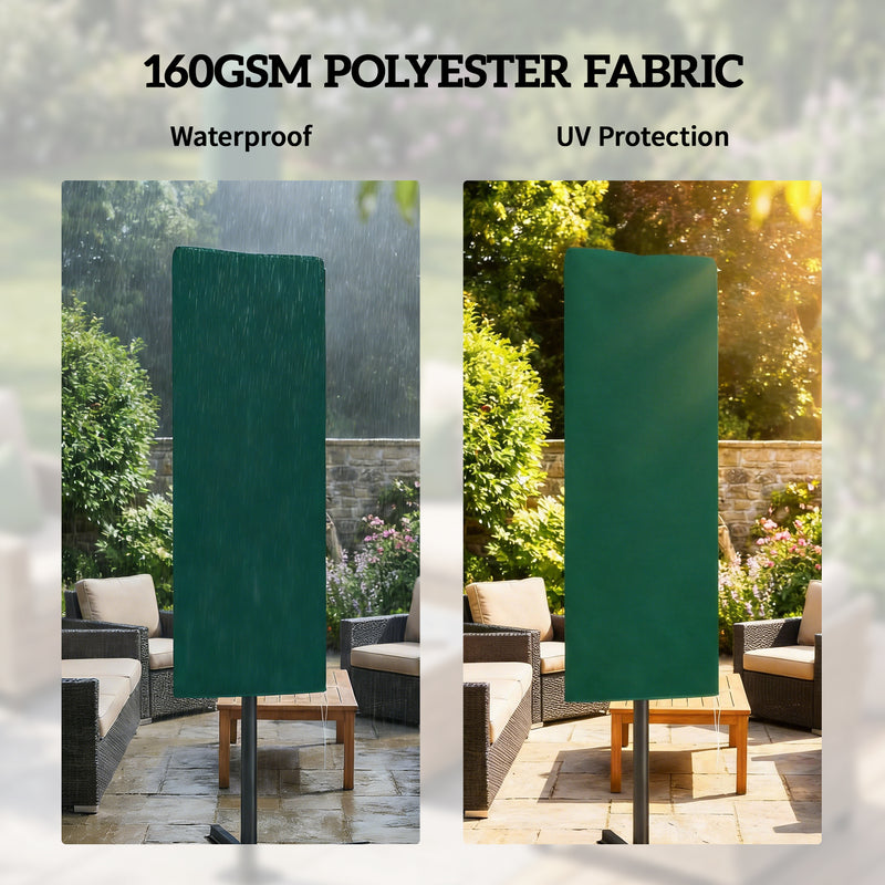 Cantilever Garden Parasol Cover for Year Round Weather Protection Easy Fit, Dark Green Outsunny