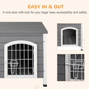 Wooden Dog House with Removable Base Wire Door and Lift-Up Roof for Small Dogs Dark Grey by PawHut