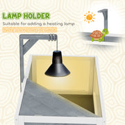 Wooden Tortoise House with Storage Shelf Clear Windows Lamp Holder and Tray Grey by PawHut