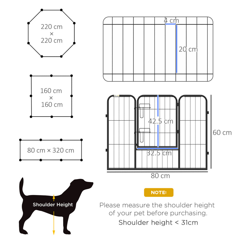 8 Panel Steel Dog Playpen Indoor Outdoor Puppy Exercise Fence Portable Black