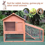 Two Level Wooden Hutch for Guinea Pigs with Slide Out Tray Ideal for Outdoors, Red and Brown