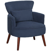 Blue Corduroy Retro Accent Chair with Wooden Legs for Living Room by HOMCOM