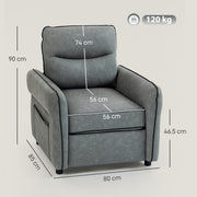 Faux Leather Accent Armchair With Padded Seat For Living Room Or Bedroom Grey AOSOM