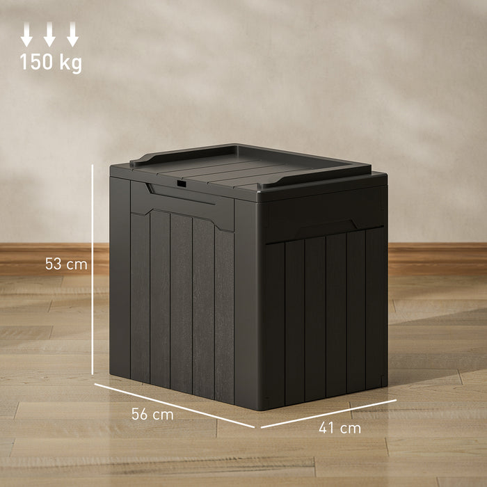 Charcoal Grey 107L Plastic Storage Chest with Lid for Indoor and Outdoor Use by HOMCOM