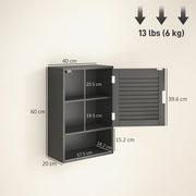 Wall Mounted Bathroom Cabinet With Adjustable Shelves Ideal For Compact Spaces Black AOSOM