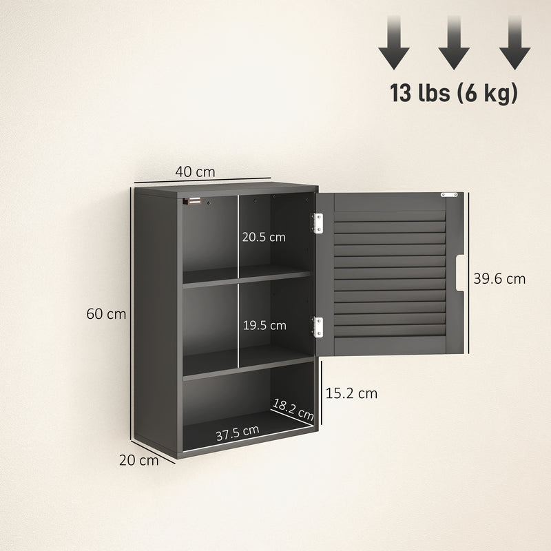Wall Mounted Bathroom Cabinet With Adjustable Shelves Ideal For Compact Spaces Black AOSOM