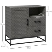 Grey Freestanding Sideboard with Adjustable Shelf Drawers and Open Storage Compartment by HOMCOM
