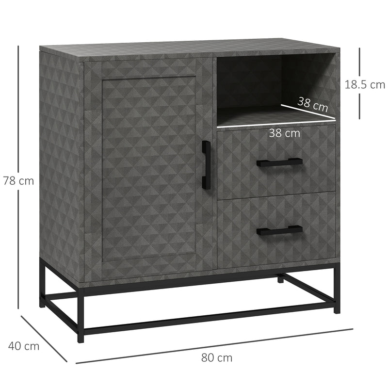Grey Freestanding Sideboard with Adjustable Shelf Drawers and Open Storage Compartment by HOMCOM
