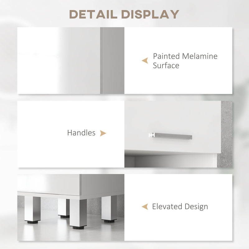 Tall Slim Bathroom Storage Cabinet With Adjustable Shelves And Drawer, High Gloss White