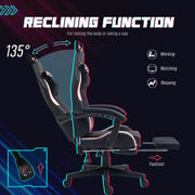 Reclining Gaming  Chair with Cat Ears Footrest and Paw Design for Home or Gaming, Black and Pink