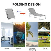 Folding Camping Bed with Adjustable Backrest for Outdoor Relaxation Grey Outsunny