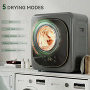 Tumble Dryer for Small Spaces 4 kg Capacity with Quick Drying and Easy Touch Controls Grey AOSOM