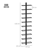 10 Tier Wall Mounted Wine Rack Steel Holds 10 Bottles for Kitchen Dining Room Home Bar Black by HOMCOM