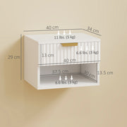 Set of 2 Wall Mounted Bedside Tables with Fluted Drawer and Shelf Ideal for Bedrooms White