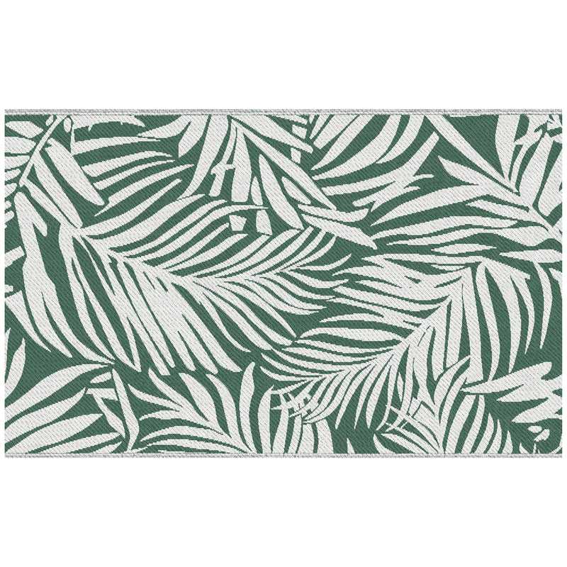 Green Reversible Outdoor RV Rug 1.5 x 2.4m Waterproof Plastic Straw Mat for Garden Camping by Outsunny