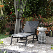 Grey Folding Sun Lounger with Wheels 5 Position Adjustable Reclining Garden Chair by Outsunny