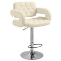 Height Adjustable Swivel Bar Stool with Backrest Armrests and Footrest for Home Beige