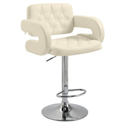 Height Adjustable Swivel Bar Stool with Backrest Armrests and Footrest for Home Beige