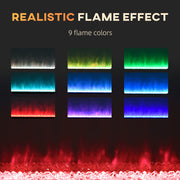 Wall Mounted Electric Fireplace 127cm with Remote Control and 9 Flame Colours Black