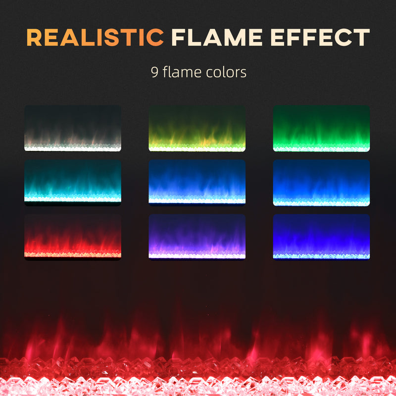 Wall Mounted Electric Fireplace 127cm with Remote Control and 9 Flame Colours Black