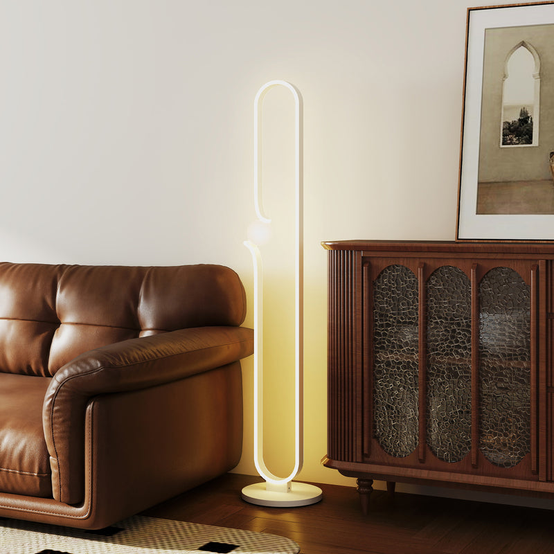 White Dimmable LED Floor Lamp with Glass Night Light and Foot Switch by HOMCOM