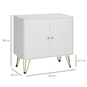 Slim Sideboard Storage Cabinet with Adjustable Shelves and Hairpin Legs for Hallway White