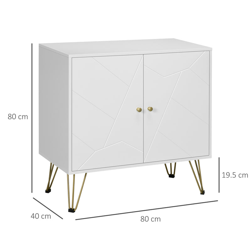 Slim Sideboard Storage Cabinet with Adjustable Shelves and Hairpin Legs for Hallway White