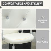 Velvet Feel Office Chair With Diamante Studded Backrest Ideal For Home Workspace, Cream