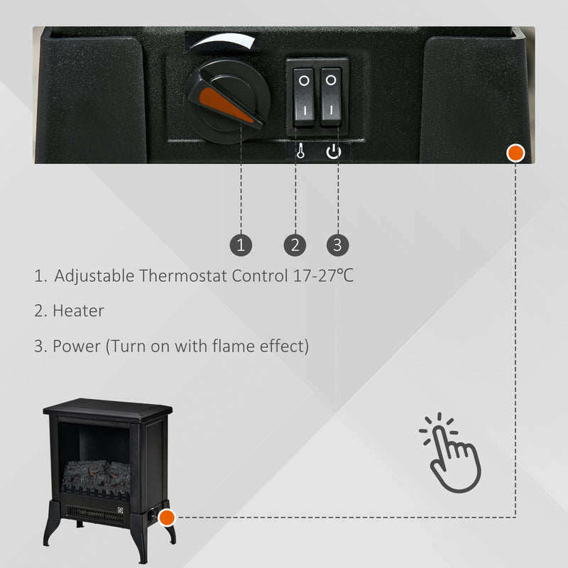 Freestanding Electric Fireplace Heater for Quick Warmth and Cosy Flame Effect Black