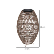 Rattan Solar Garden Lantern IP44 Waterproof Auto On Off Outdoor Light Dark Brown by Outsunny
