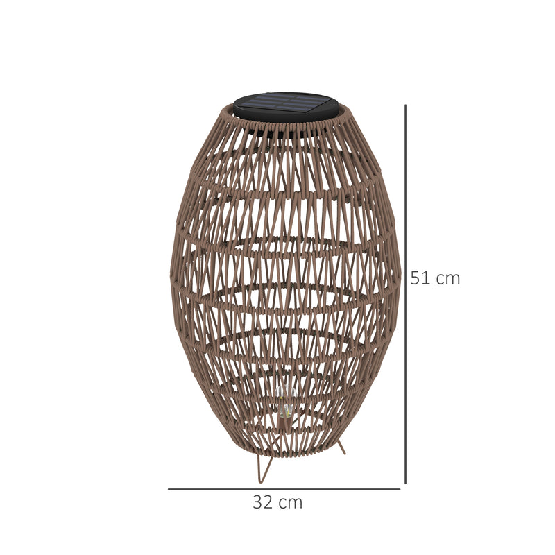 Rattan Solar Garden Lantern IP44 Waterproof Auto On Off Outdoor Light Dark Brown by Outsunny