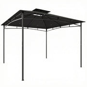 3x3m Metal Garden Gazebo with 2 Tier Canopy for All Weather Shelter and Gatherings, Black Outsunny