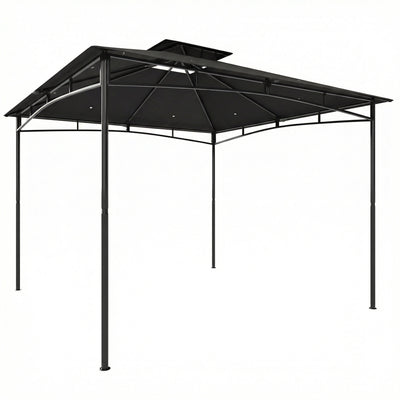 3x3m Metal Garden Gazebo with 2 Tier Canopy for All Weather Shelter and Gatherings, Black Outsunny