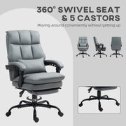 Grey Faux Leather Reclining Executive Swivel Office Chair With Footrest by HOMCOM