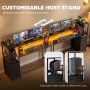 Computer Desk With Drawers and Charging Station for Dual Monitors and Gaming Black AOSOM