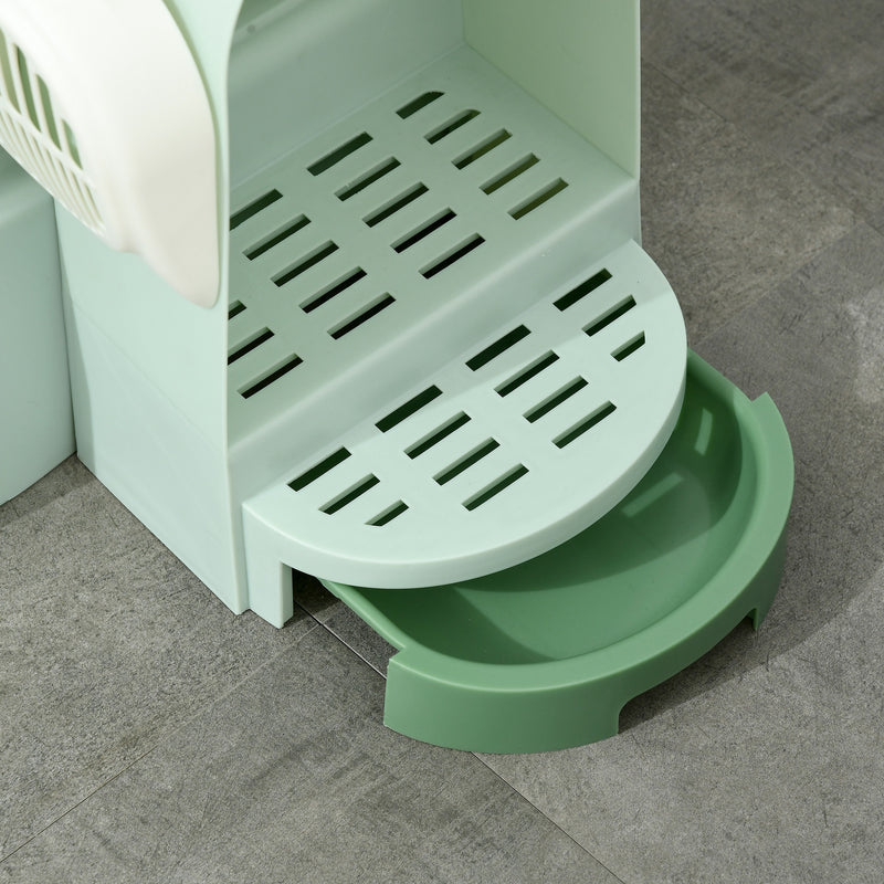 2 in 1 Enclosed Cat Litter Box With Drawer Tray Scoop and Easy Access Top, Green