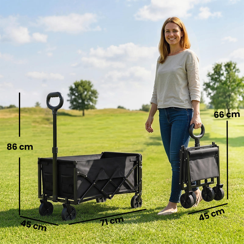 Folding Festival and Camping Trolley for Heavy Loads with Adjustable Handle Black Outsunny